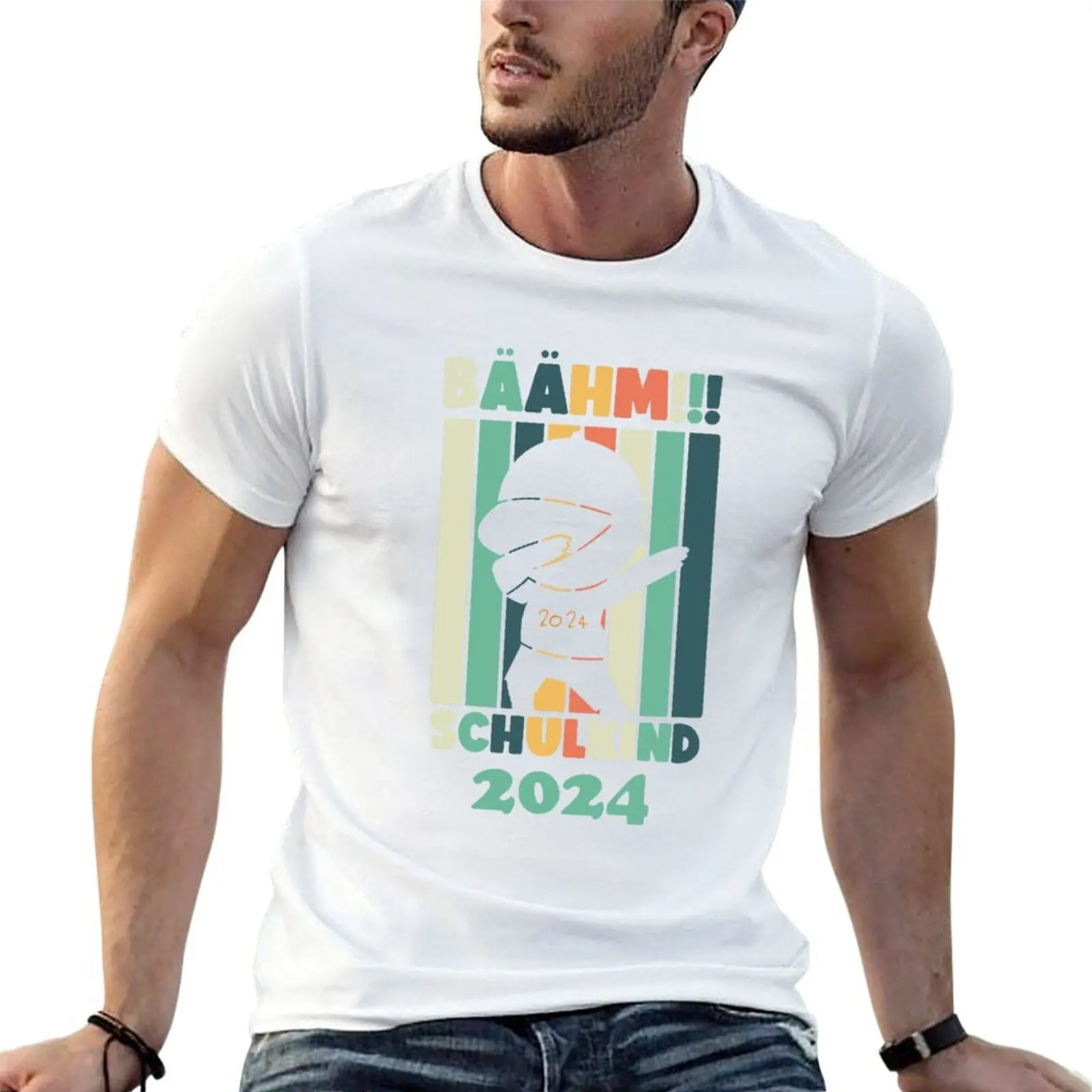 Herren Sommershirt Einschulungsshirt T Schulkind Herren 2024 Schulanfang B?hm T-Shirt T Geschenk Schule Grafik