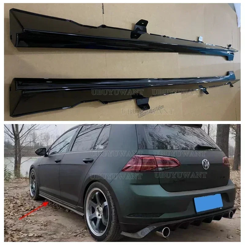 Hot Selling For Volkswagen VW Golf MK7 7.5 GTI /R / Rline Side Skirts Extension Lip Separator Bumper Gloss Black TCR Body Kit