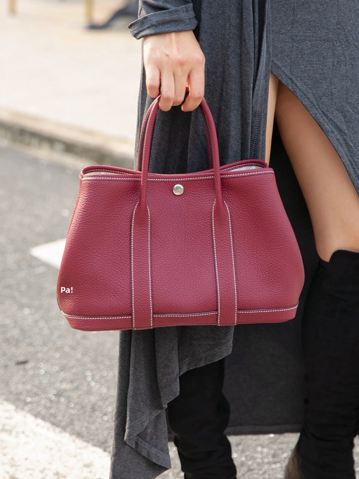 

Handmade Togo Leather Large Capaci Women's Bag Garden Basket Sle Casual Chic Soft Handle Leather Bag for Everyday Use