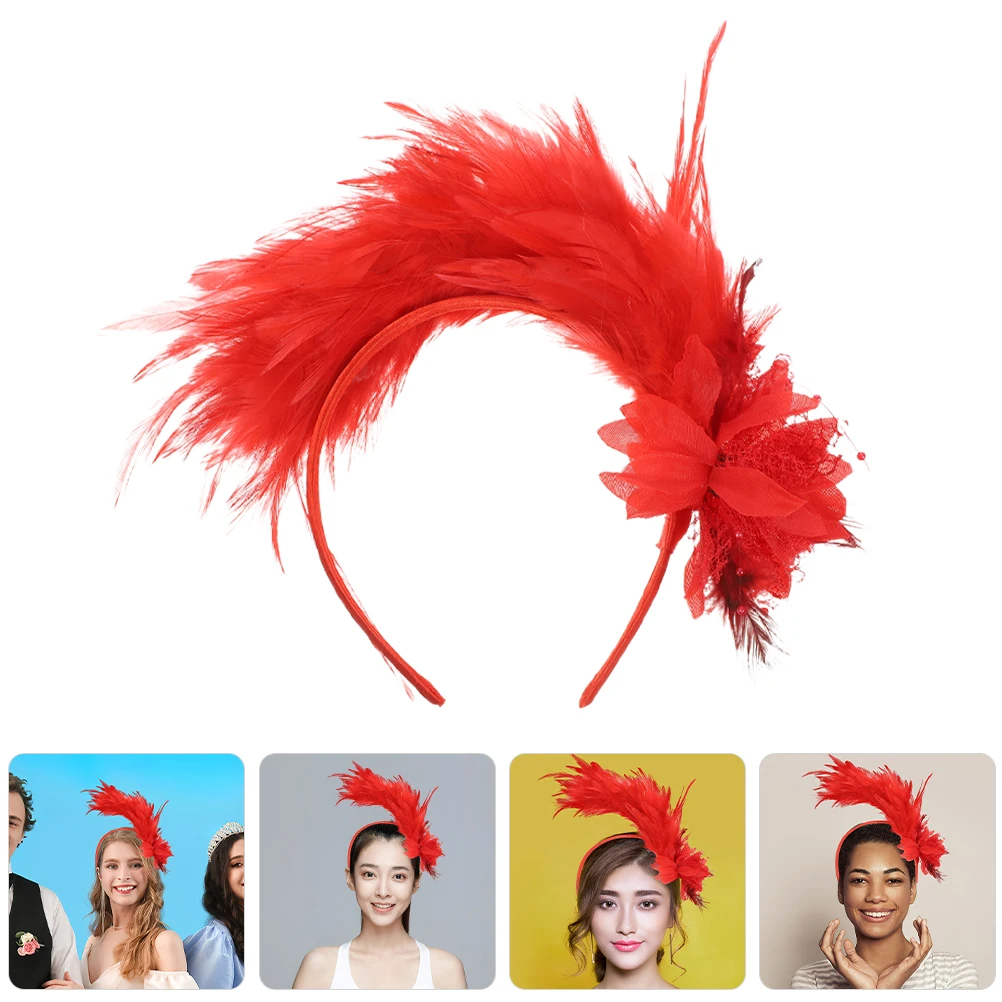 

2pcs Women Vintage Plume Headband Lightweight Party Carnival Hair Accessories Bridal Wedding Headdress Cosplay Festival