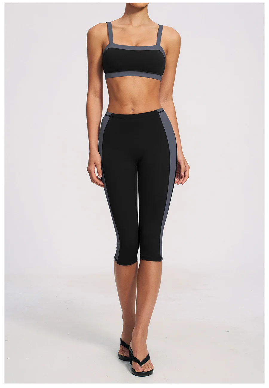 Yoga-Set 2-teilig Workout-Outfit Damen Trainingsanzüge Fitness-Weste Kurze Sporthose Ärmellose Capri-Hose Sportbekleidung Sport-BH Kleidung – Detail 32