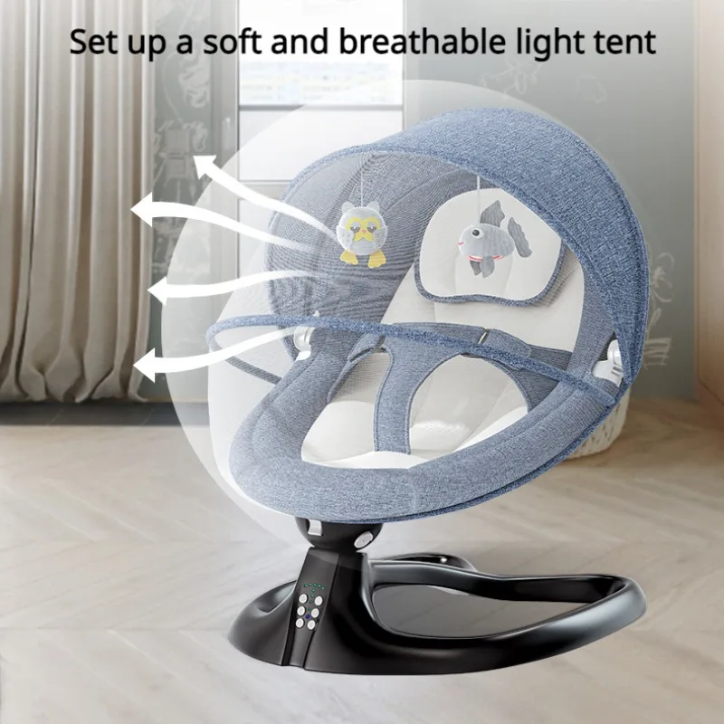 Electric Baby Bouncer & Rocker with Sun Shade Mosquito Net Portable Cradle Bed Baby Swing Bouncer Bluetooth Touch Screen Rocker