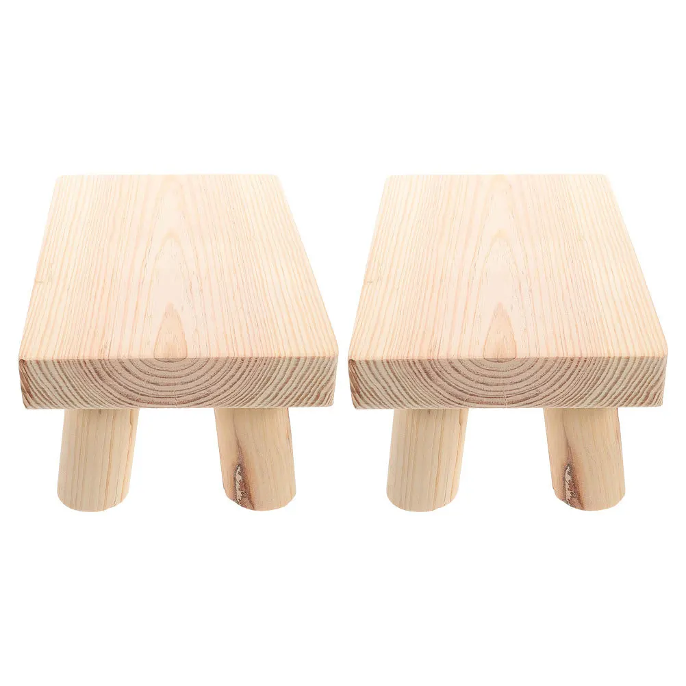 

2Pcs 's Mobile Step Stool Wooden Small Footrest for Bathroom Kitchen Bedroom Stool Lightweight Safety Edges