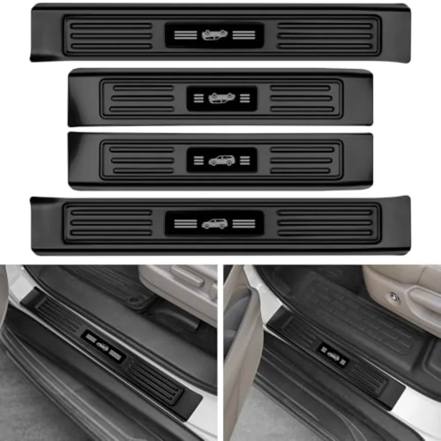 

4PCS Door Sill Protector Accessories Matte Black ABS Material Front and Rear Door Car Pedal Kick Protection