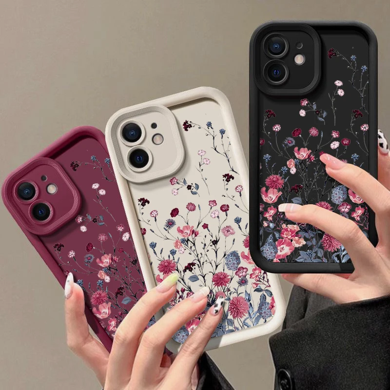 Colorful Floral Fragments Shockproof Soft TPU Case For IPhone 16 15 14 Plus 13 12 11 Pro Max Flower Pattern Silicone Phone Cover