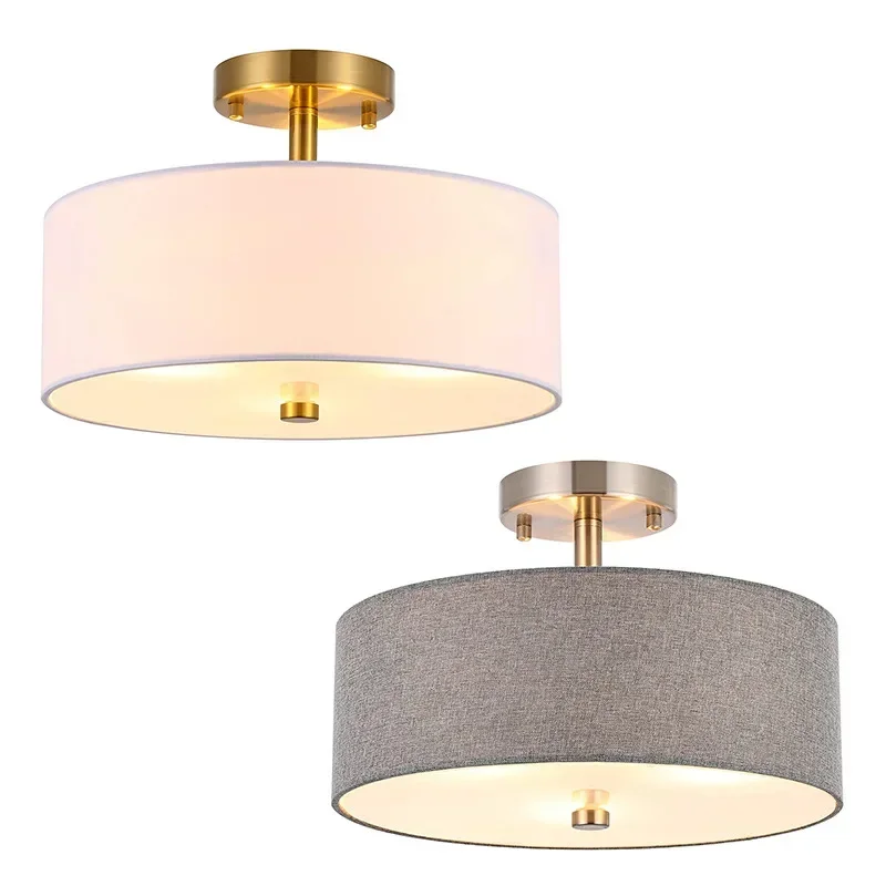 american vintage led ceiling light tecido branco simples circular lustre portico living quarto sala de jantar retro 01