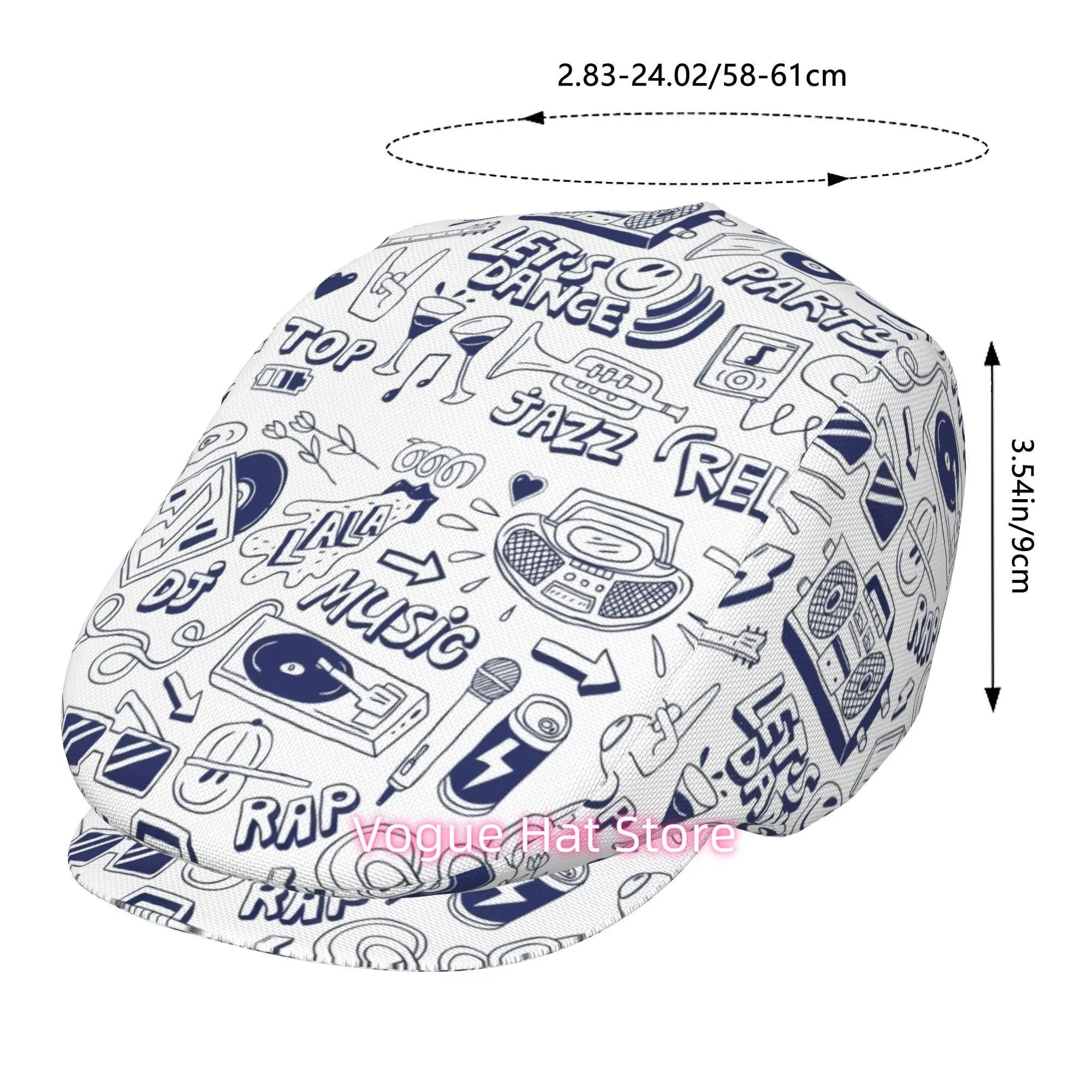 1pc Rhythm Party Graffiti All-Over Printed Beret, Retro Newsboy Cap, Unisex, Essential Fashion Accessory for Outdoor Leisure And