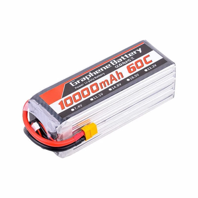 Batterie Lipo pour Drone, 22.2V, 6s, 60C, 10000mAh, connecteur XT60/XT90/T EC5, pour hélicoptère RC Quadcopter, voiture Monster