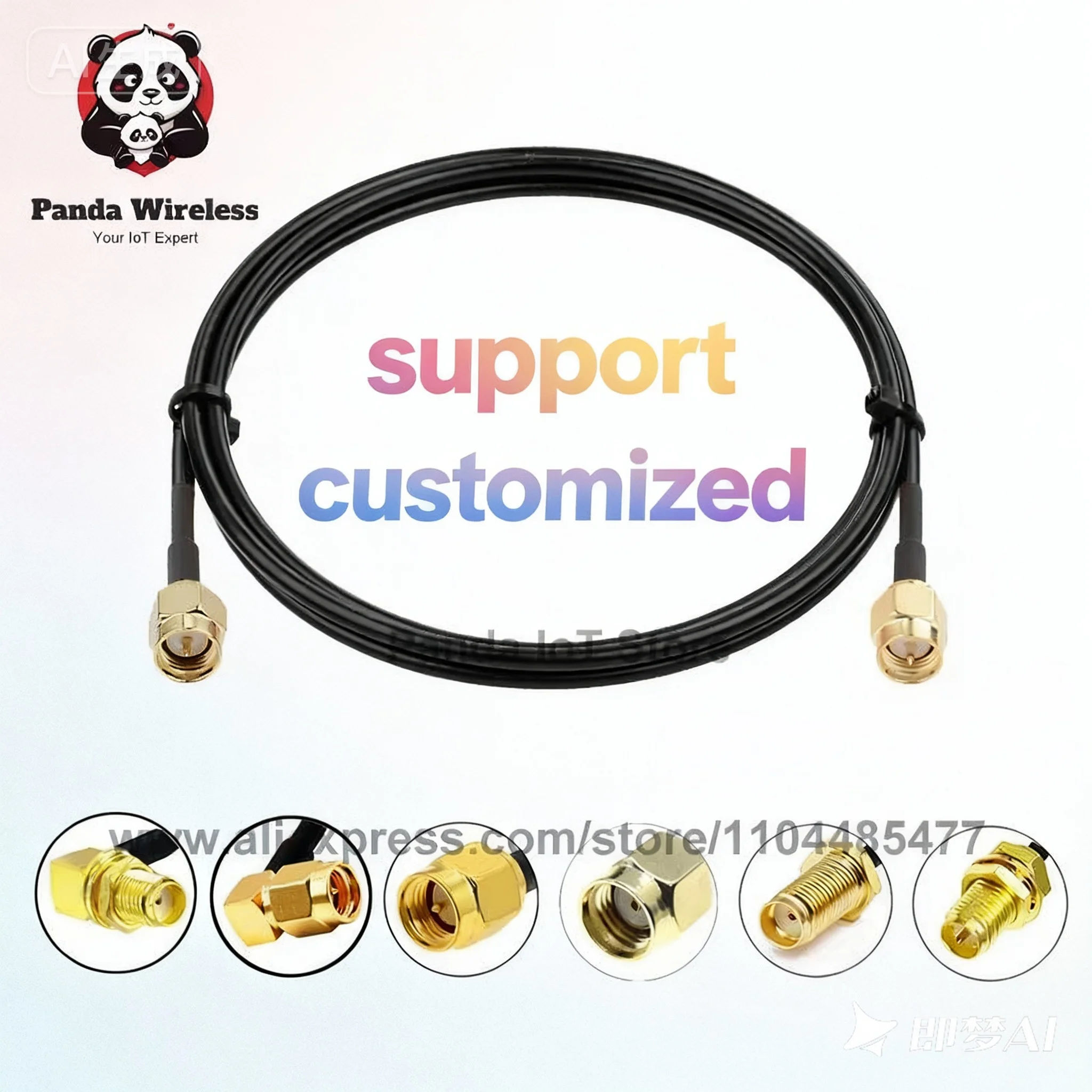 2Pcs SMA Male RPSMA To SMA Female 90 Degree RF Antenna RG174 Cable Pigtail Extension Jumper Coax Connector Converter