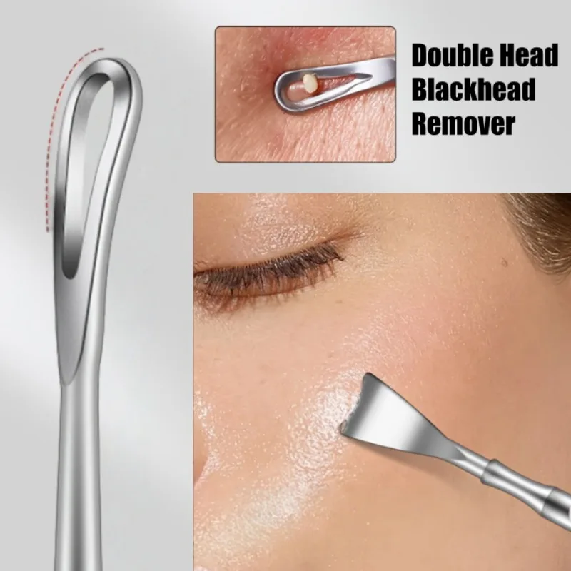 Extracteur de points noirs à Double tête en acier inoxydable, extracteur de boutons et de comédons, extracteur de imperfections du nez, outils de soins pour points blancs