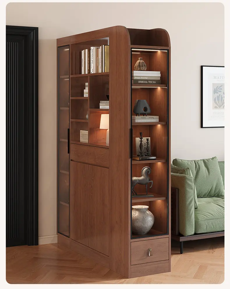 PYH living room sofa partition cabinet new medieval entrance cabinet solid wood integrated household home screen