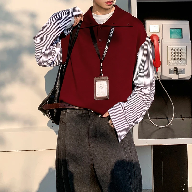 Incerun camisa masculina listrada retalhos lapela manga longa casual roupas masculinas streetwear estilo coreano moda topos camisas masculinas S-5XL