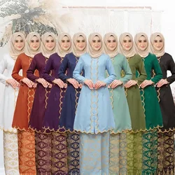 Dubai Muslim Ladies Outfits Embroidery Top High Waist Skirt 2 Piece Sets Women Party Arab Ramadan Morocco Dress Suit Abayas