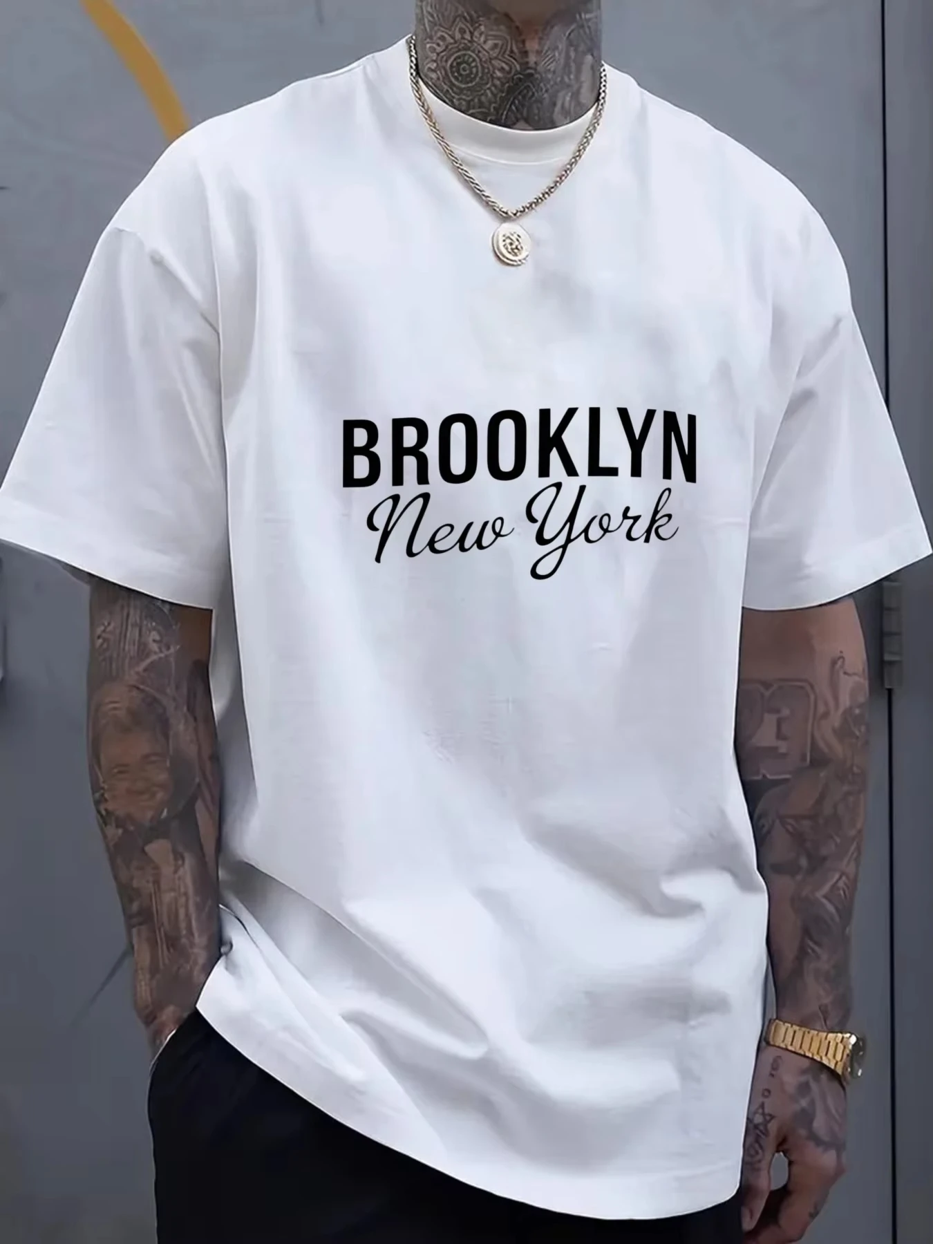 Men's Brooklyn New York Graphic T-Shirt Summer Short Regular Fit Casual Tee for Casual Attire Leisure Clothing Comfortable Fit