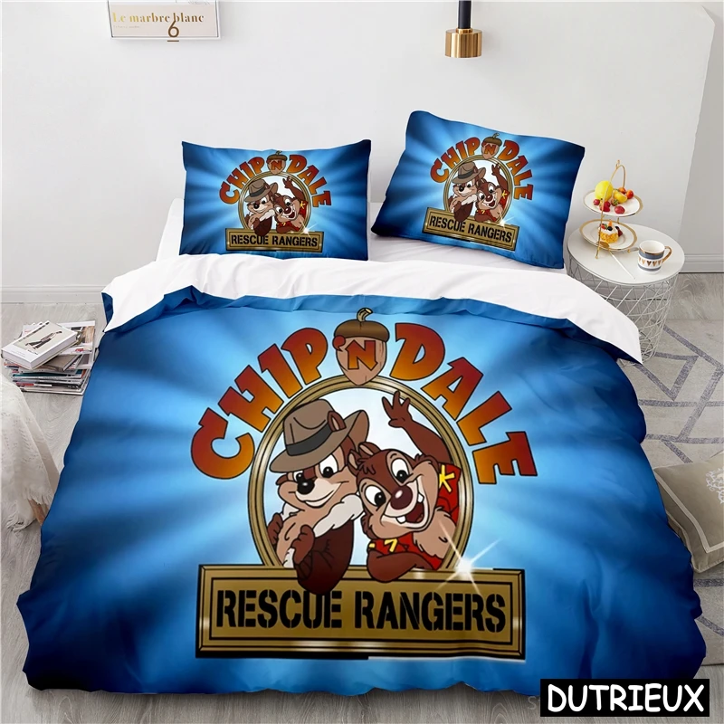 

Cute Disney Cartoon Chip 'n' Dale Bedding Set Queen King Size Duvet Cover Set Soft Quilt Cover With Pillowcase Set Home Textile