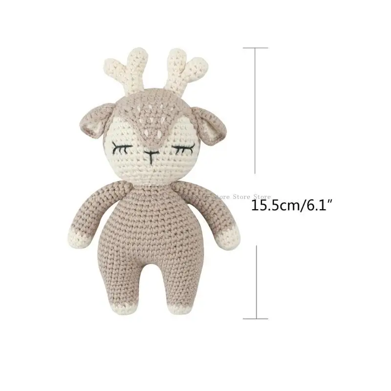 Baby Crochet Deer Poll Gevulde dieren slapende rendier handgebreide speelgoed pasgeboren slaaphulp geschenkfotografie prop