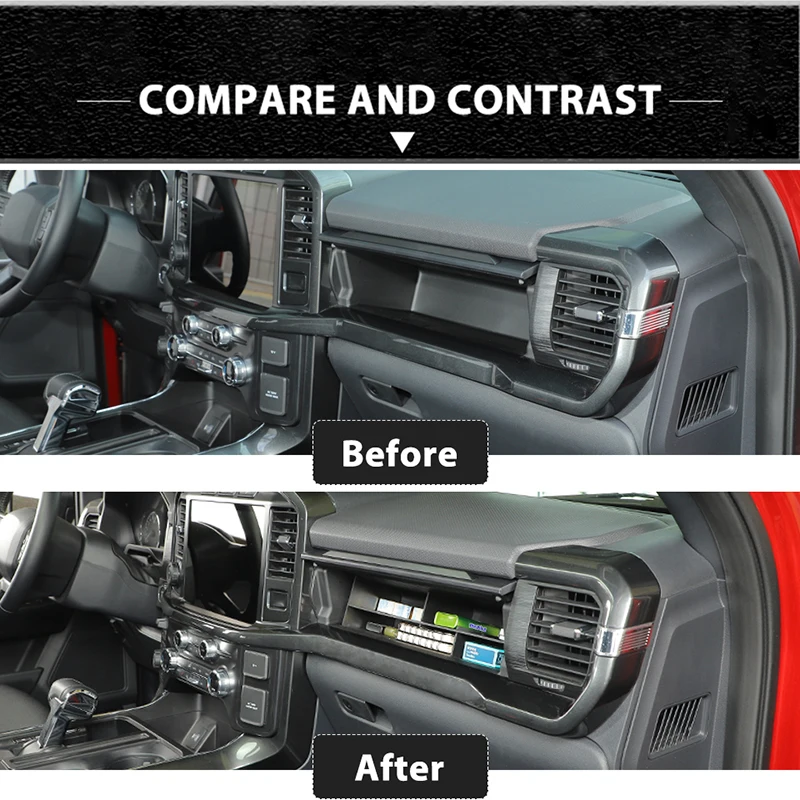 باوا سيارة مساعد الطيار صندوق تخزين المنظم حالة تجميع لوحة منفصلة الأجزاء الداخلية اكسسوارات لفورد F150 2021 2022 2023 2024