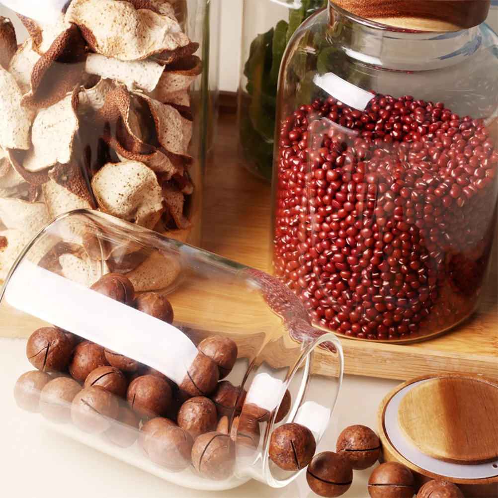 

Glass Storage Jar Multifunctional Air Tight Jars Sealed Trash Can Tea Canister Bamboo with Lids