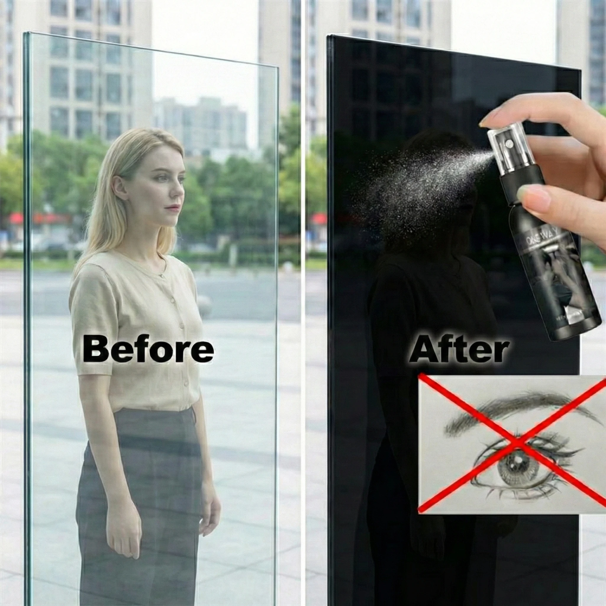 One Way Vision Anti Peeping Spray Car Glass Anti Spy Privacy Cleaner Remove Dust Stains for Vehicle Window Mirror Bathroom Glass