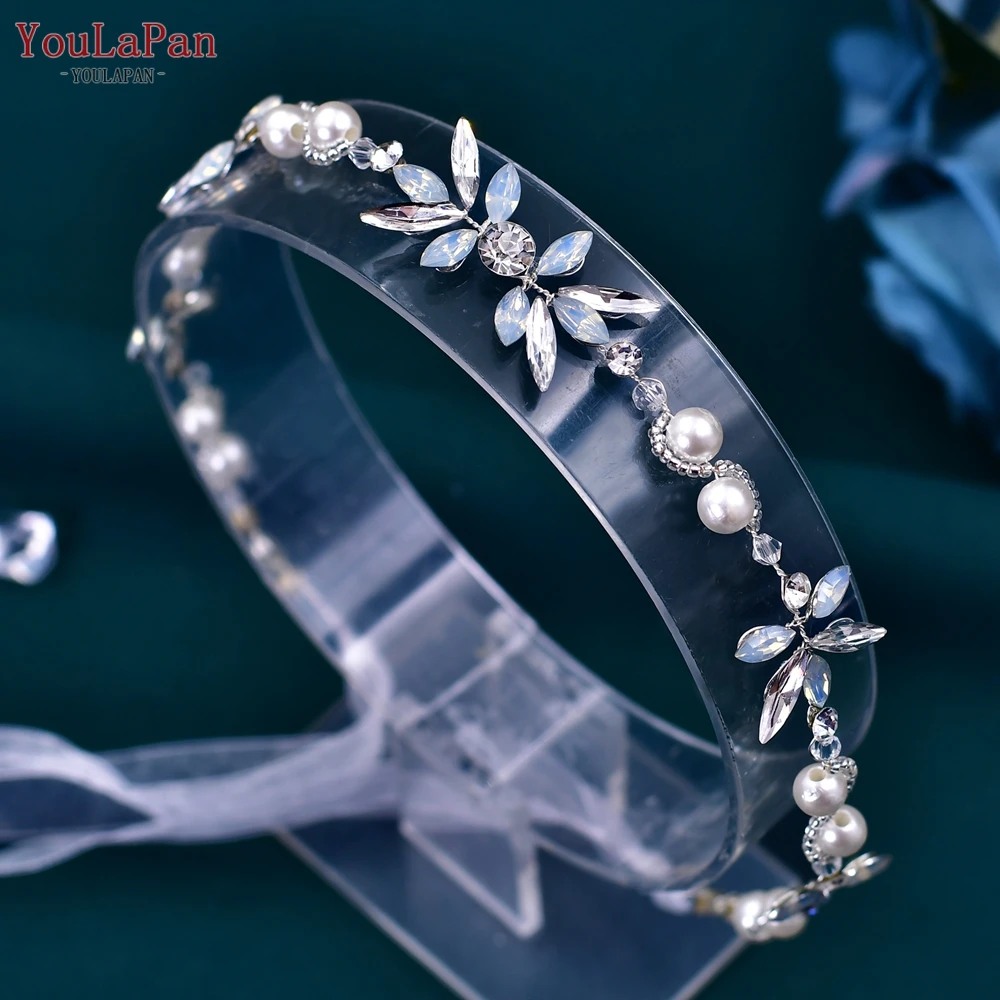 YouLaPan Pearl Crystal Belt for Wedding Dress Bridal Sash Bridesmaid Women Evening Gown Sash Belt with Organza Ribbon SH132