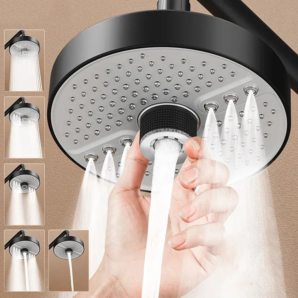 

Новая насадка для душа с большой панелью 175 мм, 5 режимов, насадка для душа с дождевой насадкой, верхний смеситель для дождевого душа высокого давления, аксессуары для ванной комнаты