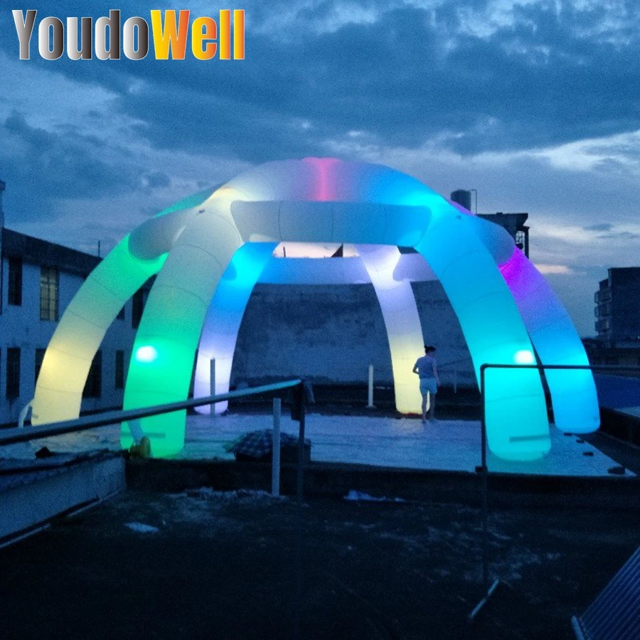 Discount Promotion Customized White Sky Dome Inflatable Spider Tent Without Cover Cloth With 6 Legs And LED Lights 10m diameters