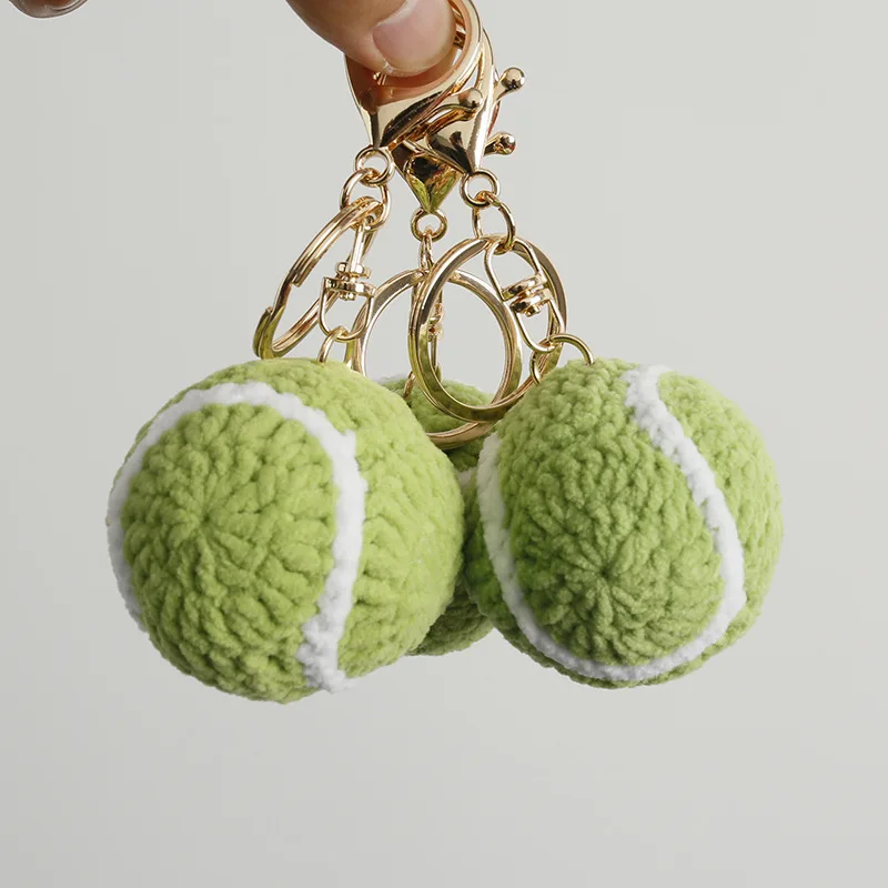 

Creative Tennis Crochet Keychain Handmake Knit Mini Basketball Keyrings For Bag Pendant Fashion Car Keys Keychain Couple Gifts