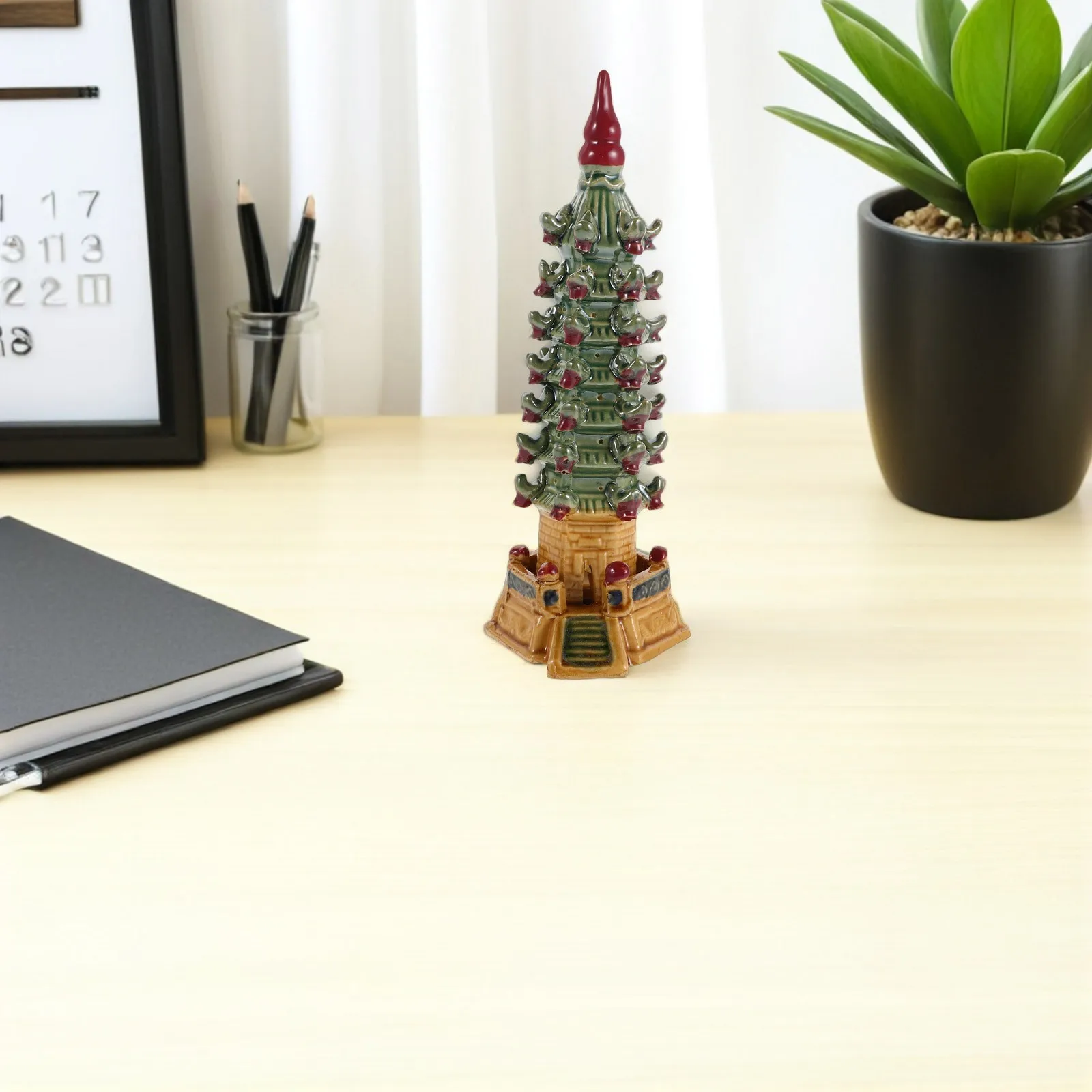 

Wenchang Tower 7 Level Ceramic Pagodas Sculpture Feng Shui Ornament Office Home Desk Decor Miniature Tower Statue 8 Inch