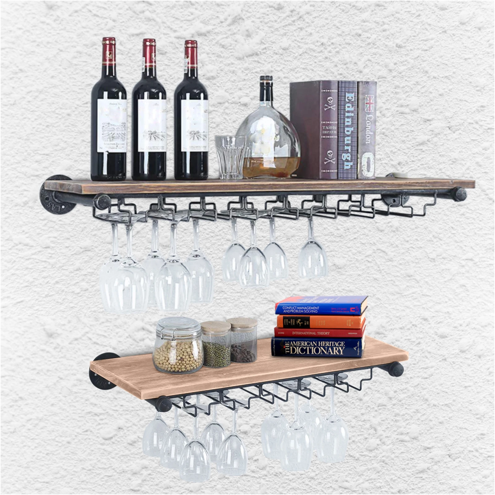 

Wall Mount Cabinet 24/36 Inch Kitchens Bar Wine Glass Holder Hanging Rack Storage Shelf