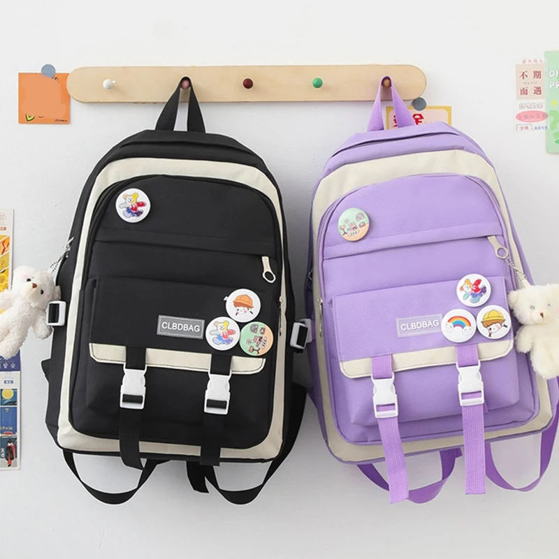 Mochila para ordenador portátil Harajuku 5 uds., mochilas escolares nailon para chicas adolescentes y estudiantes