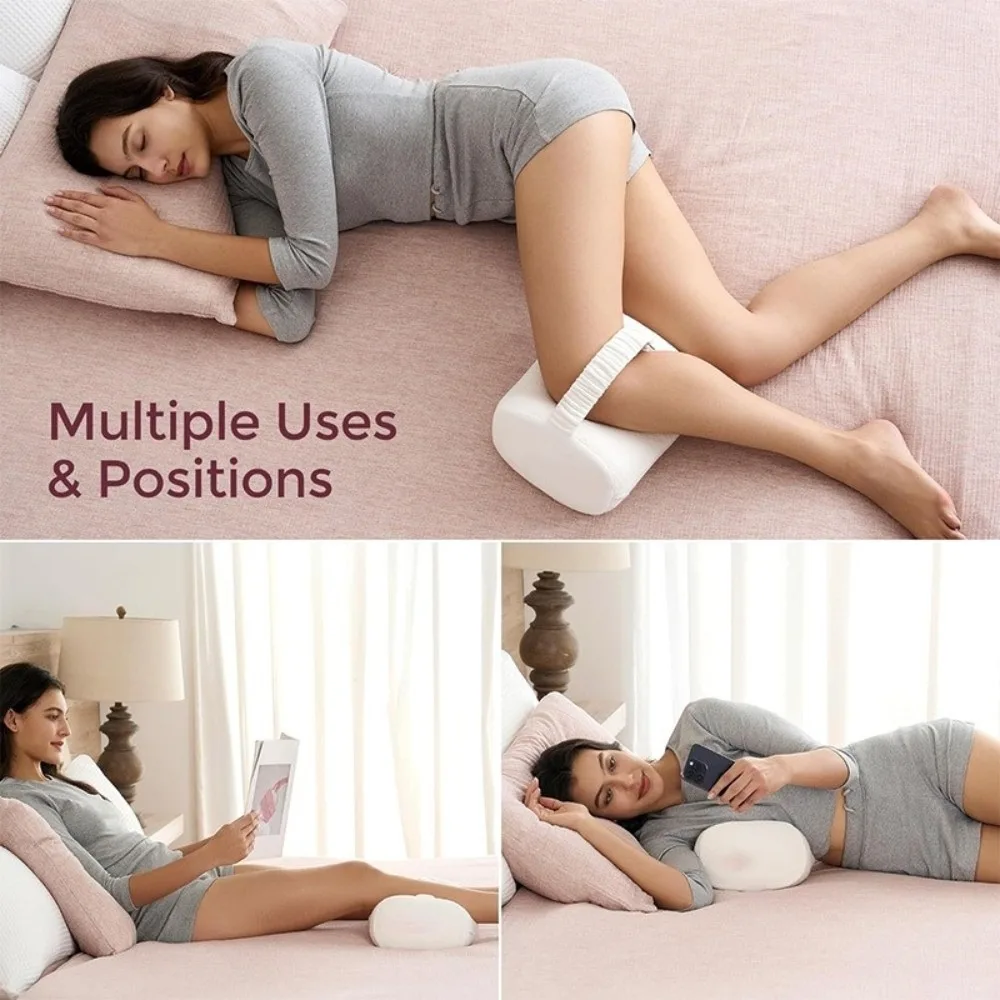 Memory Foam Knee Pillow for Side Sleepers Ergonomic Orthopedic Hip Pillow Soft with Elastic Strap Leg Pillow