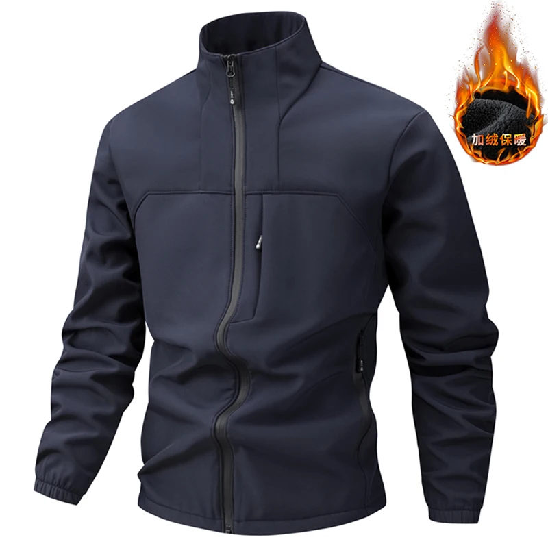 سترة رجالية ناعمة للخريف والشتاء، سترة صوفية للرجال، سترة واقية بياقة واقفة للرجال، سترة مضادة للماء، ملابس رجالية غير رسمية