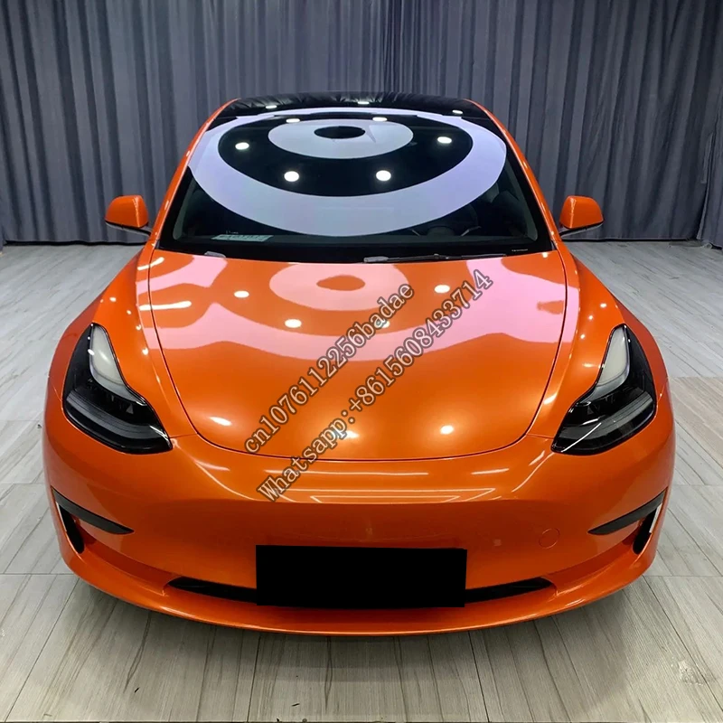 PET Fire Orange Car wrap switchable Glossy  PPF Wholesale  Wrap Decoration Vinyl Film  Full Body  Sticker