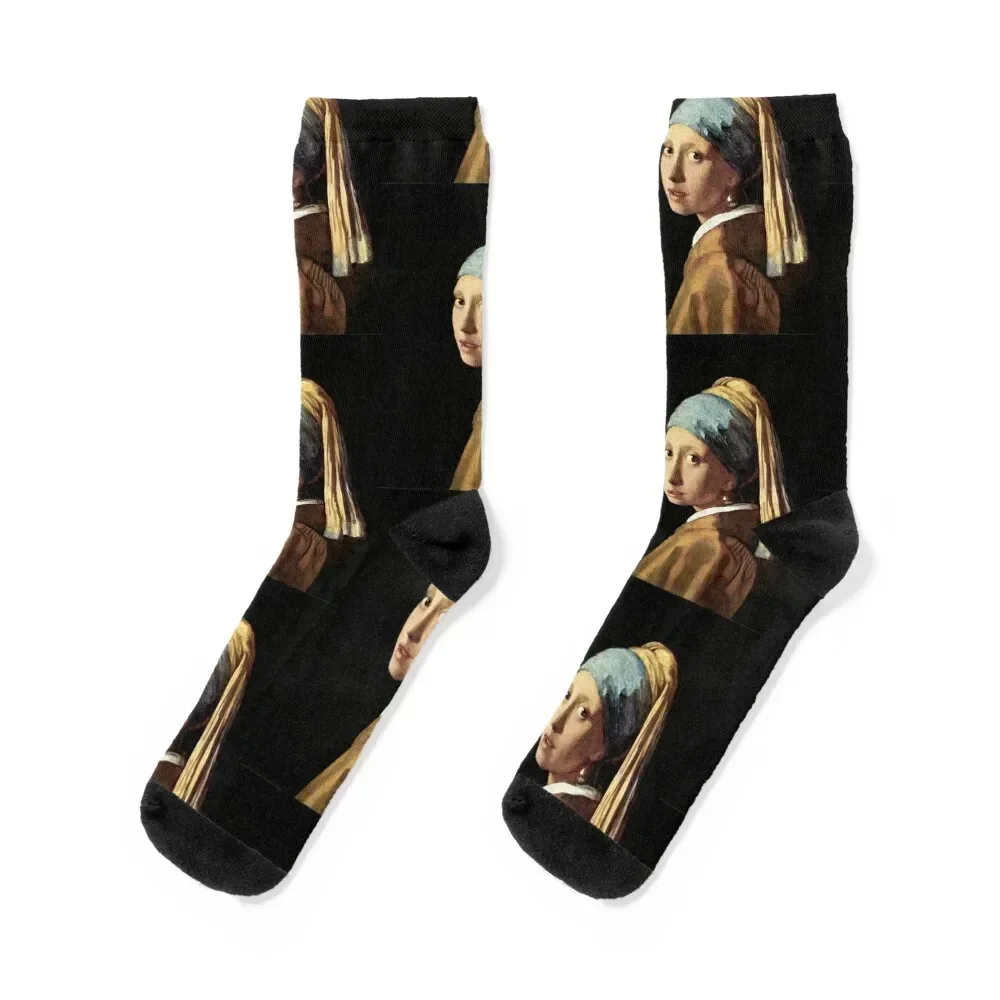 JOHANNES VERMEER Girl With a Pearl Earring 1665 Best High Definition Original Johannes Vermeer Socks