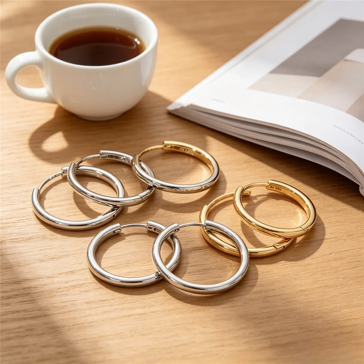 Brass Gold Plated Thin Plain Hoop Ear Cuff Blank DIY Minimalist Light Luxury Large Circle Handmade Earring Jewelry Findings