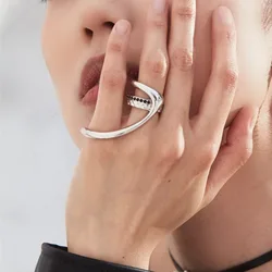 VENTFILLE 925 Sterling Silver Zircon Double Layer Ring for Women Girl Gift Vintage Punk Hip Hop Cool Jewelry Gift Dropshipping