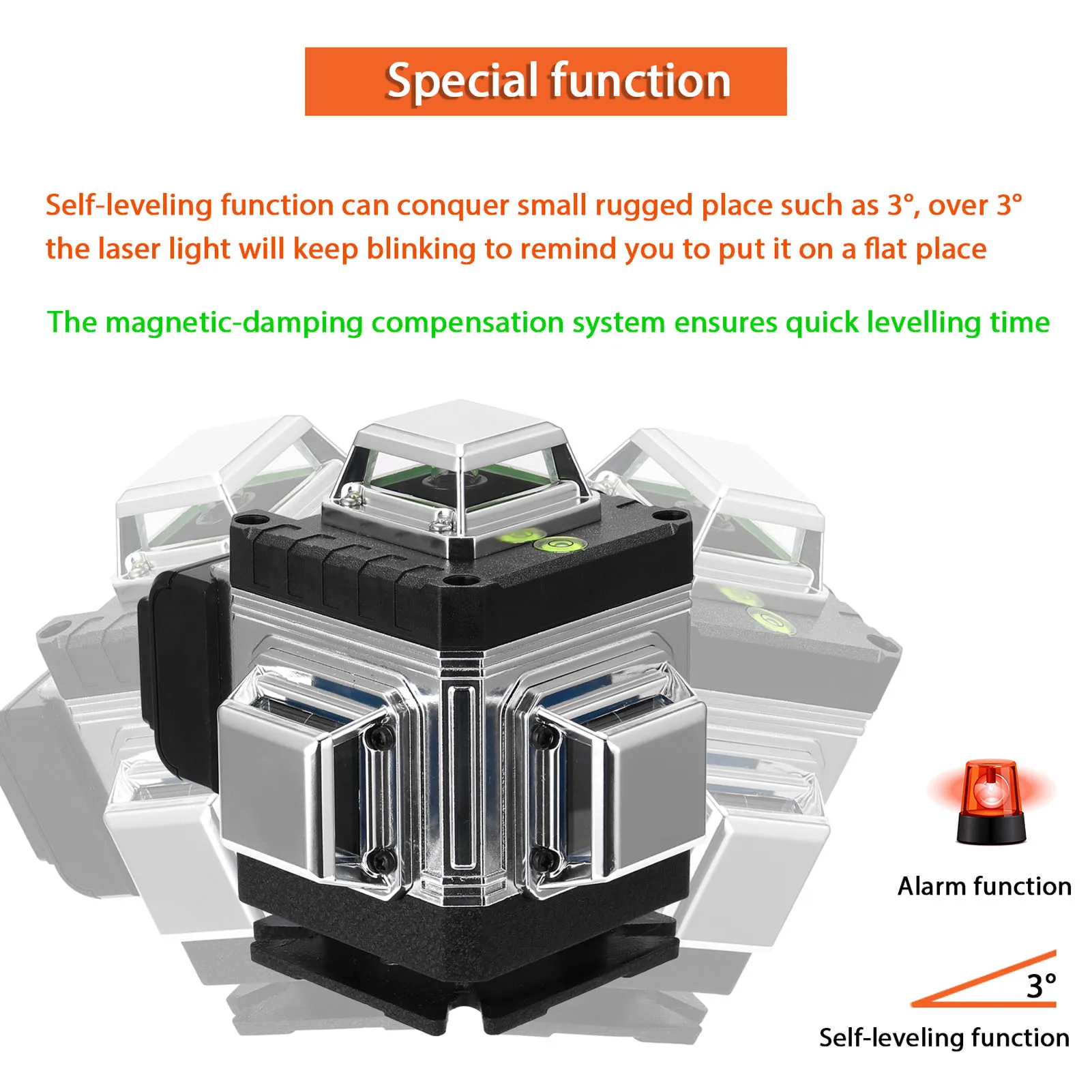 Imagem -04 - Máquina Auto-niveladora Multifuncional 4d 16 Linhas 360 Nível Laser ° Usb Recarregável Bateria de Lítio Ferramenta de Nivelamento