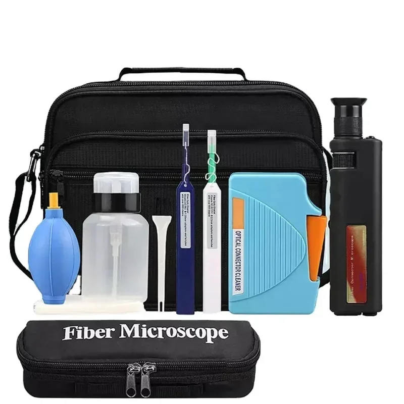 FTTH One-Click Cleaner Optical fiber end face detector 400 times Optical Fiber Cleaning Tools Kit Fiber Inspection Microscope