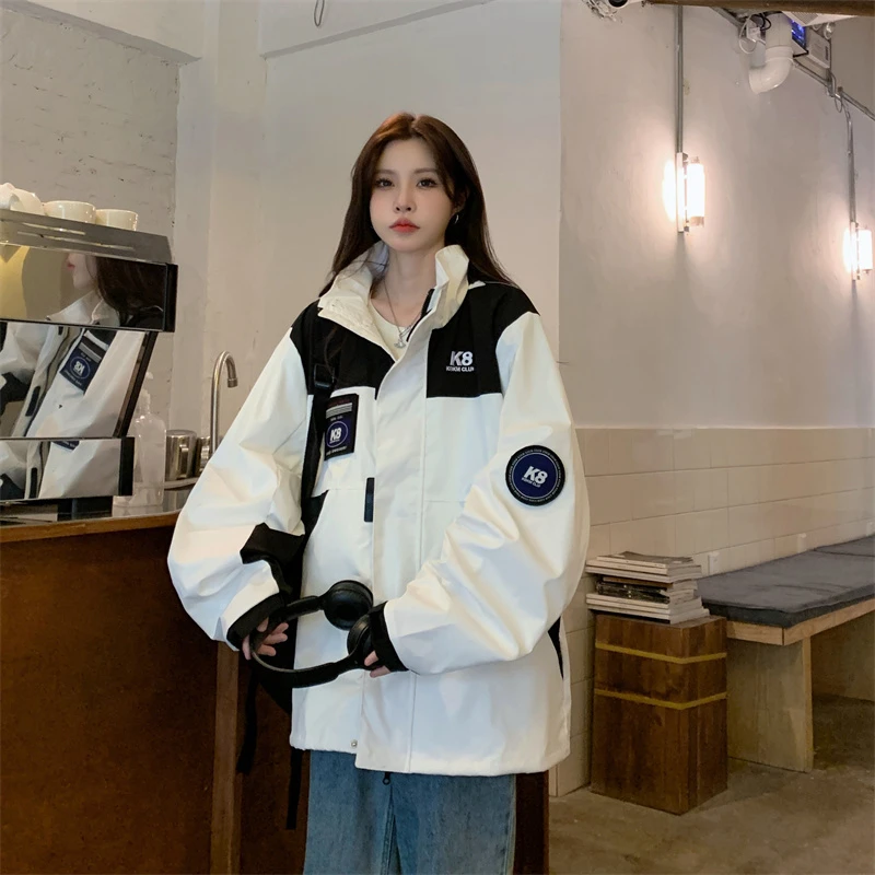 

American Sle Thiened Cotton Jaet Men's Hooded Casual Coat Brand Label Removed Street Sle Youth Faion Loose Fit