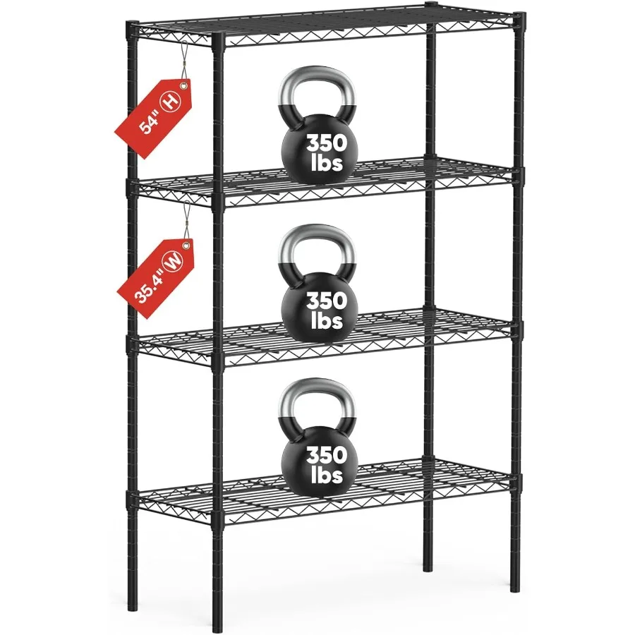 Sweetcrispy 4-Tier Storage Shelving Unit Adjustable Metal Wire Racks Heavy Duty Standing Shelf Organizer for Kitchen Closet Pan