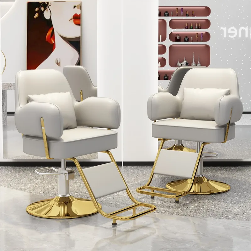 Barbershop Men Barber Chair Luxury Personalized Beauty Gold Barber Chair Swivel Designed Cadeira De Barbeiro Salon Furniture