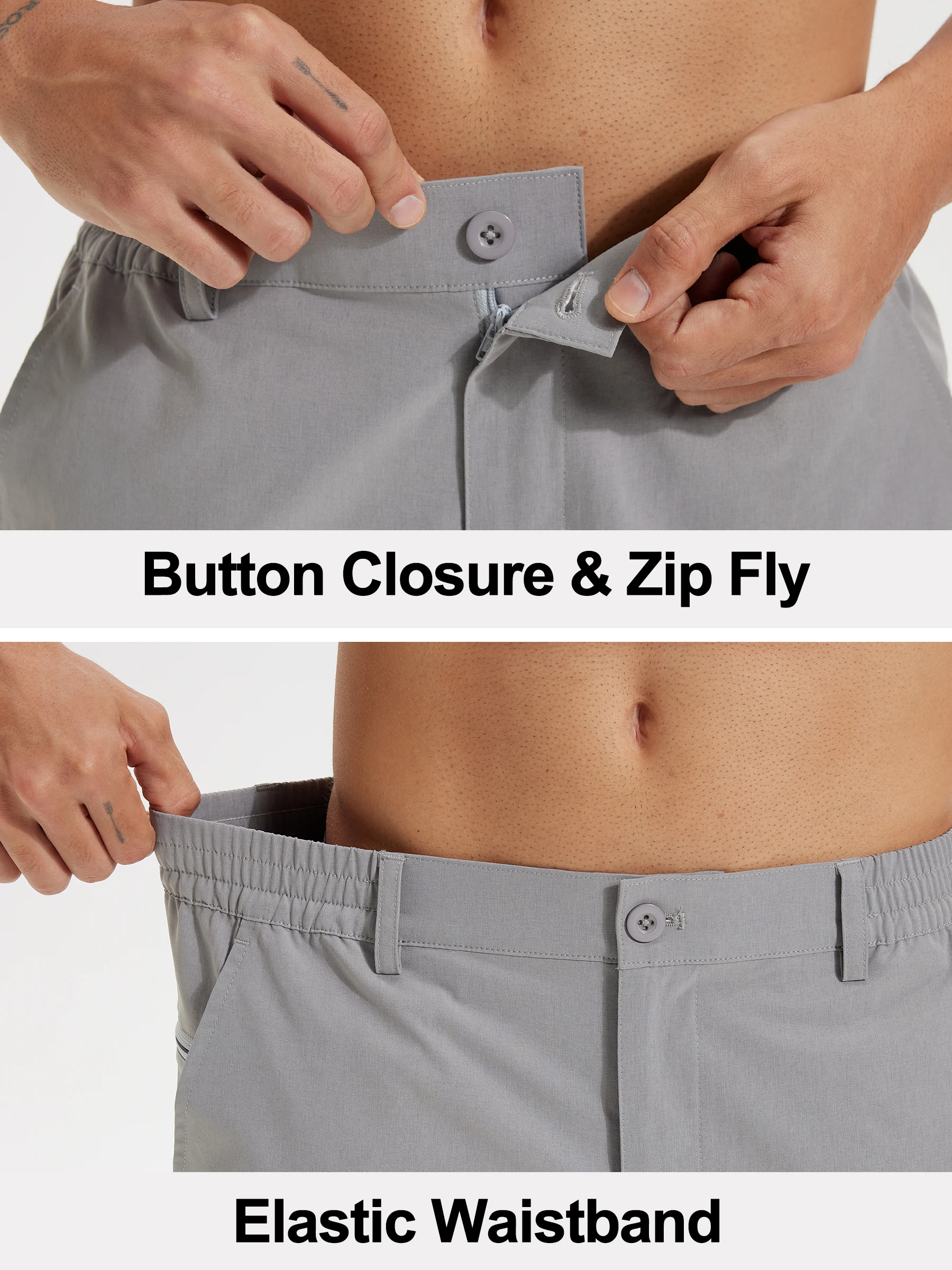 Sommer Herren Freizeitshorts Business- & Golf-Hosen, Atmungsaktive Relaxed-Fit-Shorts mit Schnellverschluss-Taschen – Detail 34