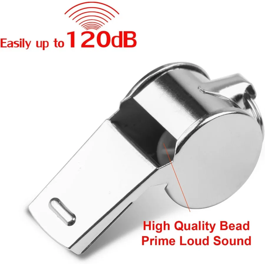 صافرة رياضية مع حبل بصوت عالٍ جدًا من الفولاذ المقاوم للصدأ، مثالية لحكام المدربين، الدفاع والترفيه