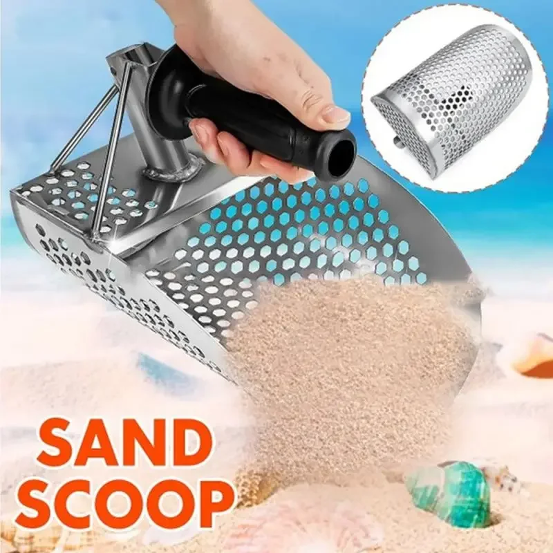 Sand Scoop And Shovel Digging Tools Stainless Steel Beach Finder Filter Sand Shovel Manual Sand Detection Hourglass Shovel