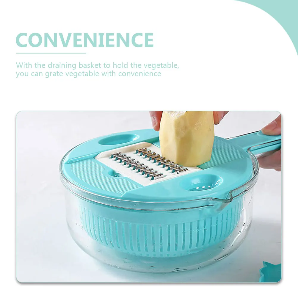 

1Set Vegetable Chopper Slicer Grater with Drain Basket Multi-Function Kitchen Tool for Garlic Cheese Potato Carrot Onion Tomato
