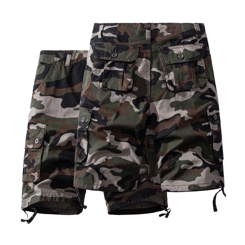 Man Knee Shorts Classic Camo Shorts Bermuda Multiple Pockets Large Size Cotton Half Pants Outdoor Hiking Shorts