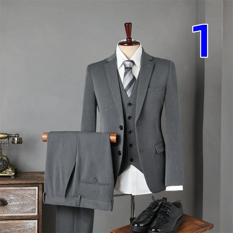 1981 suit men\'s full set Korean style slim fit youth formal suit groom wedding suit groom wedding dress