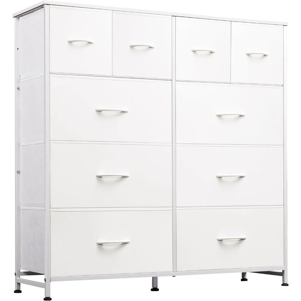 WLIVE White 10-Drawer Fabric Dresser Tall Storage Organizer Unit For Bedroom Living Room Closet Hallway
