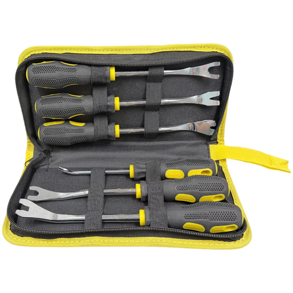6PC V Shape U Shape Auto Panel Clip Remover Tool With Non Slip Grip For Car Trim Dashboard Door Panel Fastener Pry Screwdriver