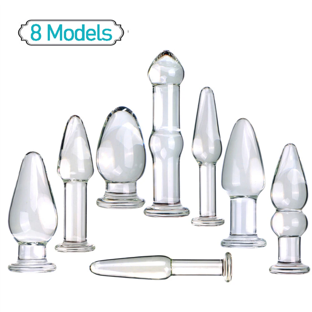 8 modelos de vidro anal plug cristal claro grande bola cônico ânus buttplug brinquedos sexuais para adultos masturbação iniciante gay lésbica